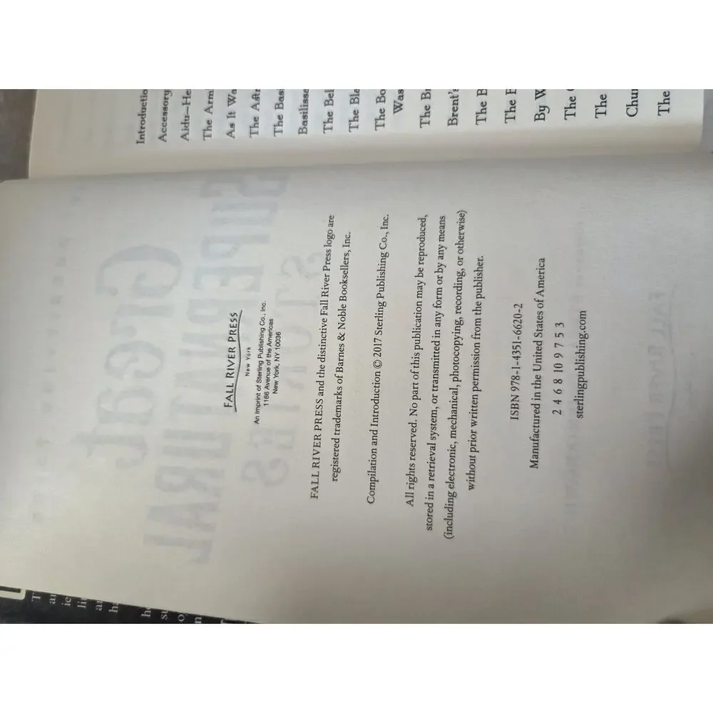 GREAT SUPERNATURAL STORIIES S. Dziemianowicz, Fall River 2017, 1st Ptg HC FINE